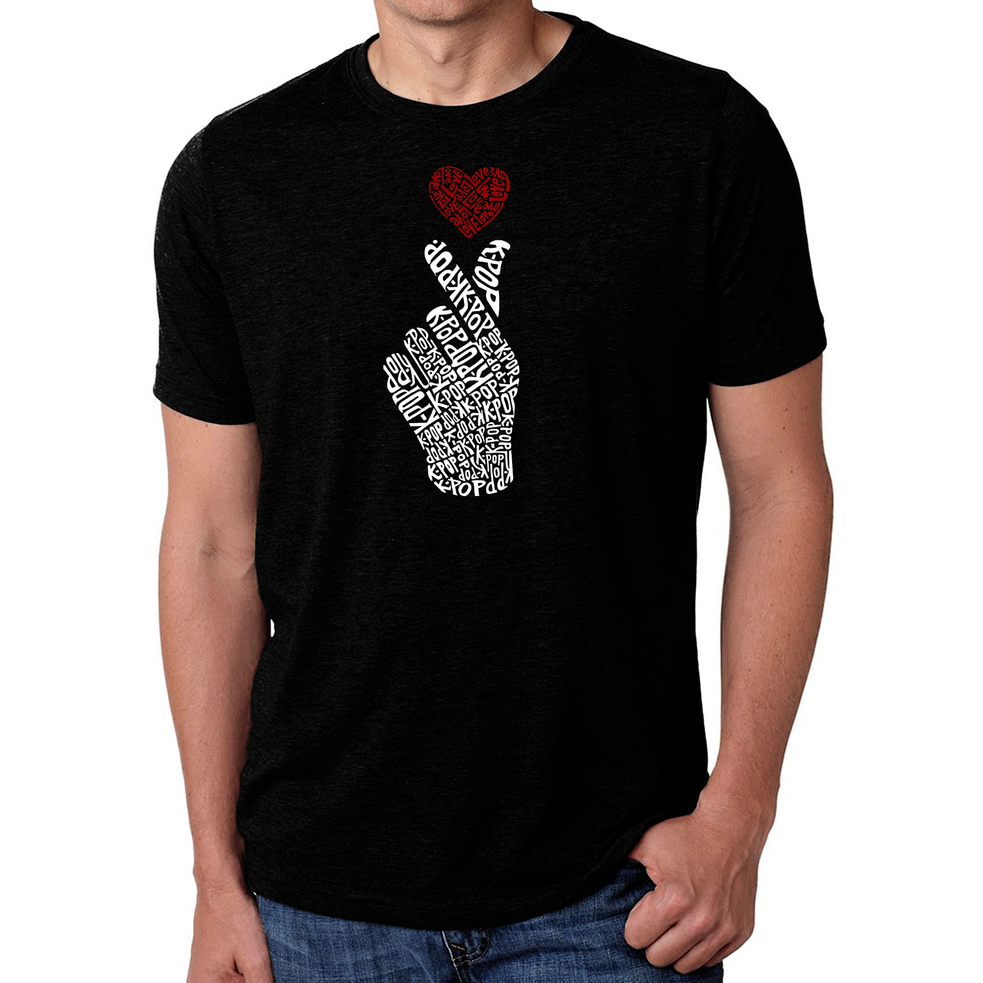 LA Pop Art Men's K-POP Word T-Shirt - Cotton/Poly Blend