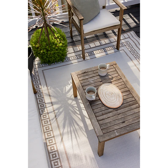 Mad Mats Border Indoor/Outdoor Area Rug, Color: White & Sand - JCPenney