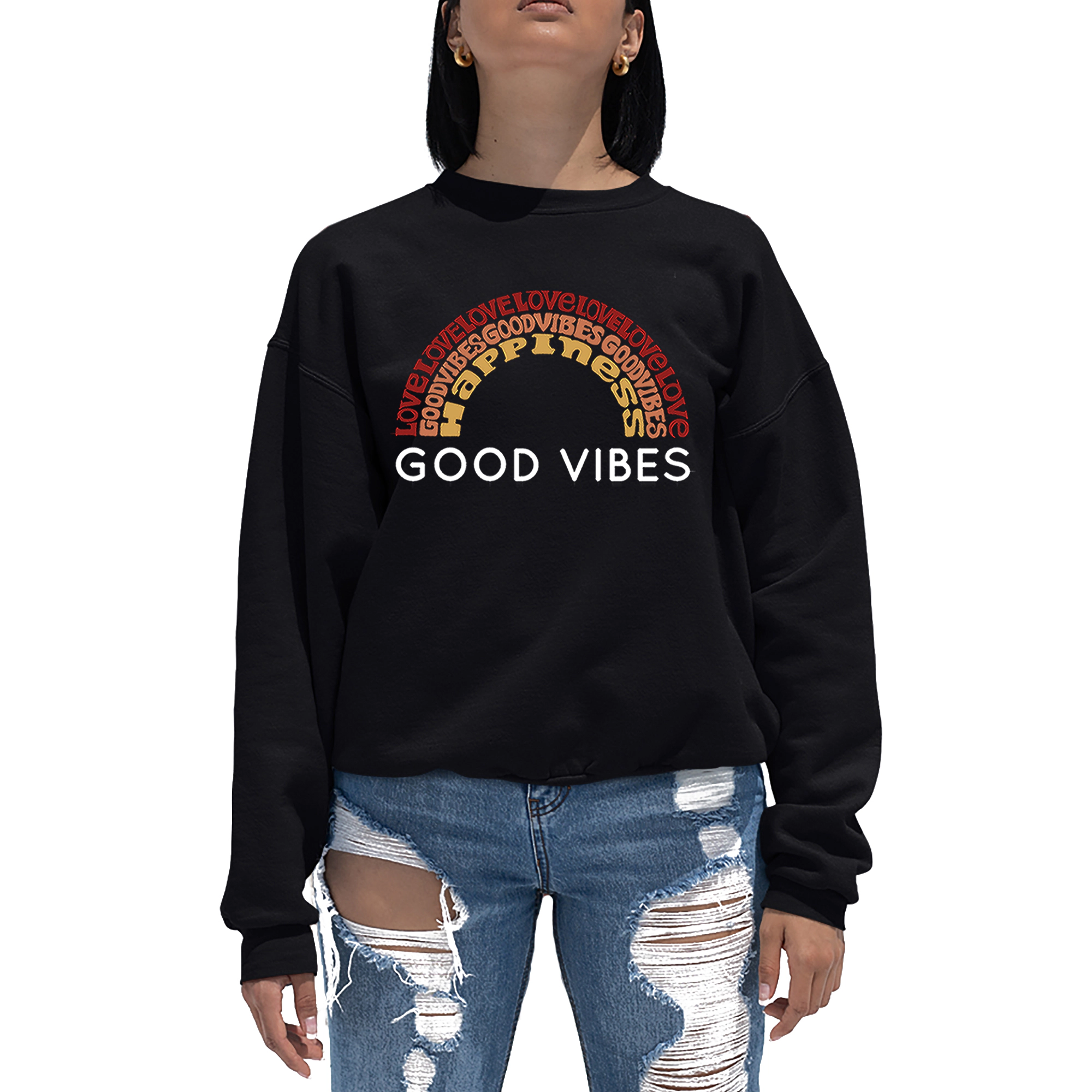 LA Pop Art Good Vibes - Women's Word Crewneck Sweatshirt