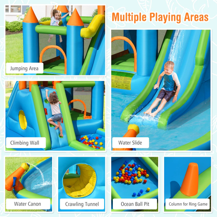 Hivvago 7-in-1 Inflatable Water Slide Park with 780W Blower