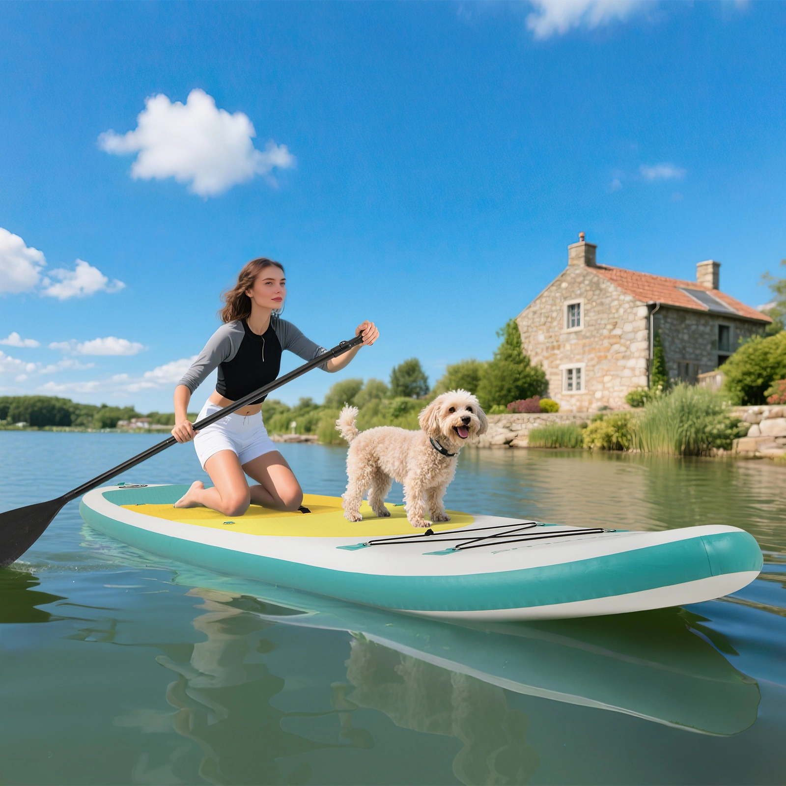 SUGIFT Drop Stitch Inflatable Stand Up Paddle Board 11-ft Long 30-in Wide with Adjustable Paddle As Picture Shown