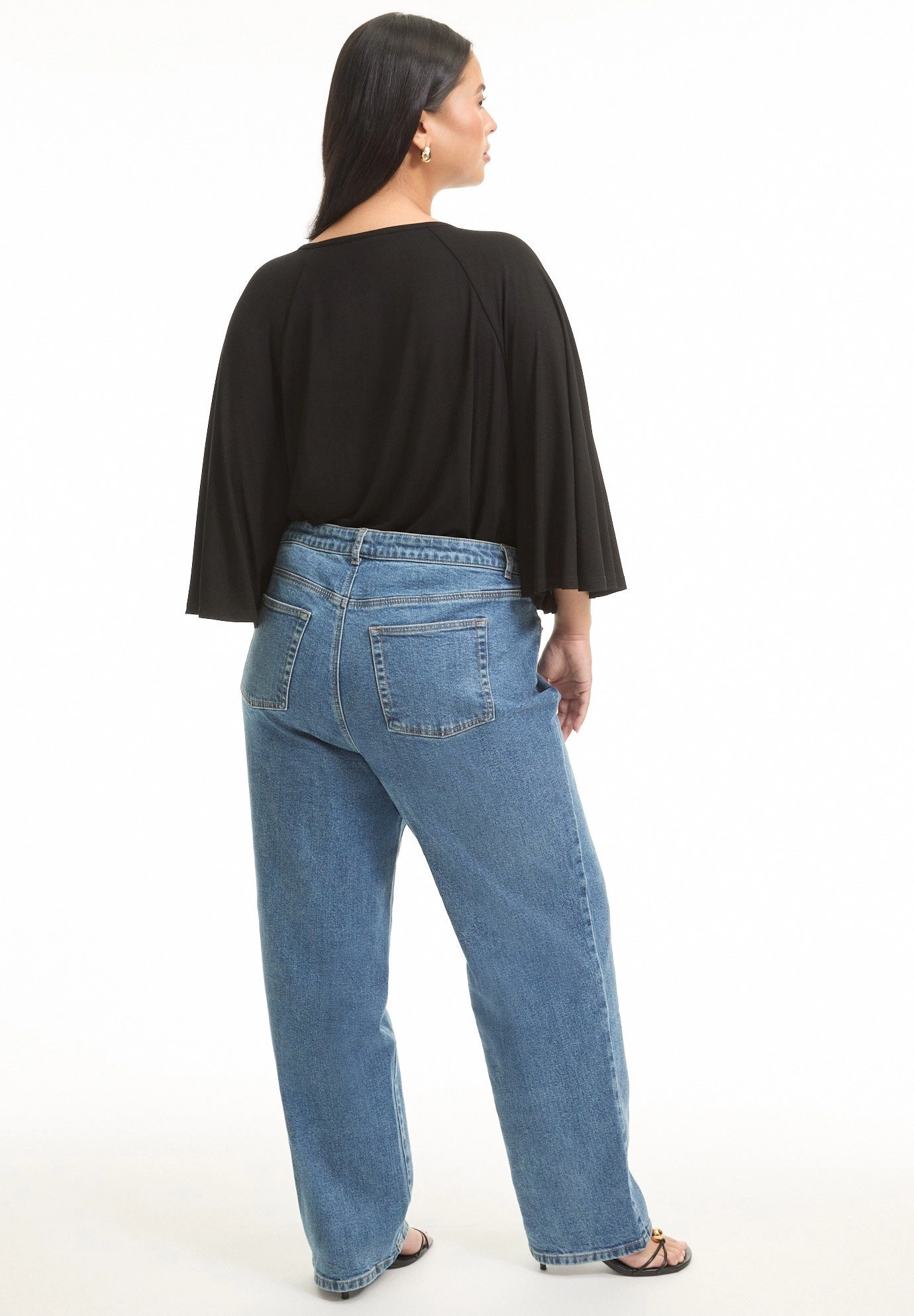 June & Vie Women's Plus Fit High-Rise Straight-Leg Stretch Jeans
