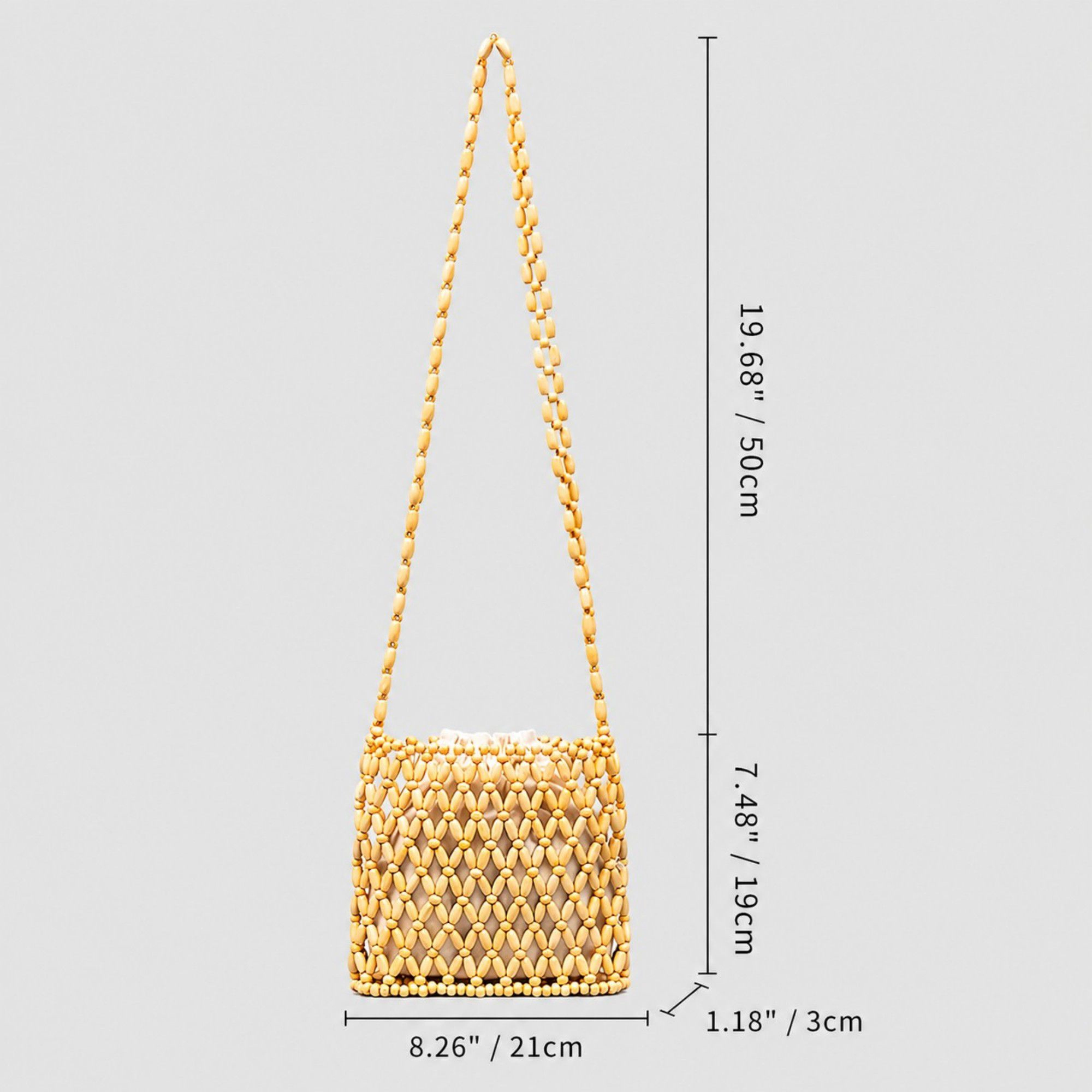 Alilang Women's Hand-Crafted Wooden Beaded Crossbody Bag for Women - Lightweight Geometric Pattern Purse