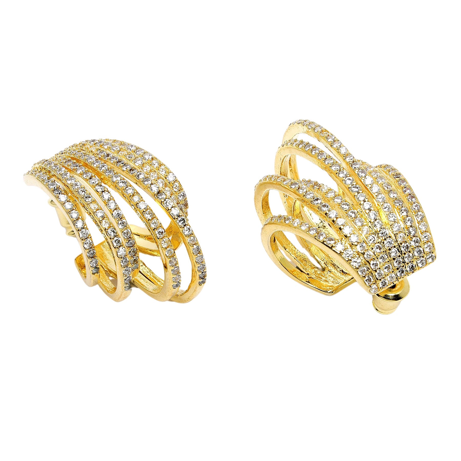 AGP PARIS Womens Diva Cubic Zirconia Fringe Hoop Earrings