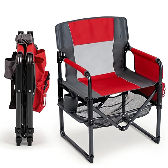 SUGIFT 330-lb Capacity Heavy Duty Folding Camping Chair with Cup Holder Side Pocket Mesh Shelf and Bottle Opener