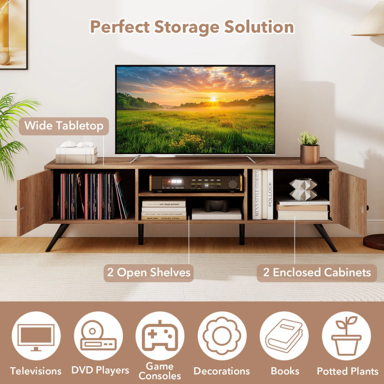Hivvago 2-Door Tv Stand For Tvs Up To 65 Inch With Open Shelves