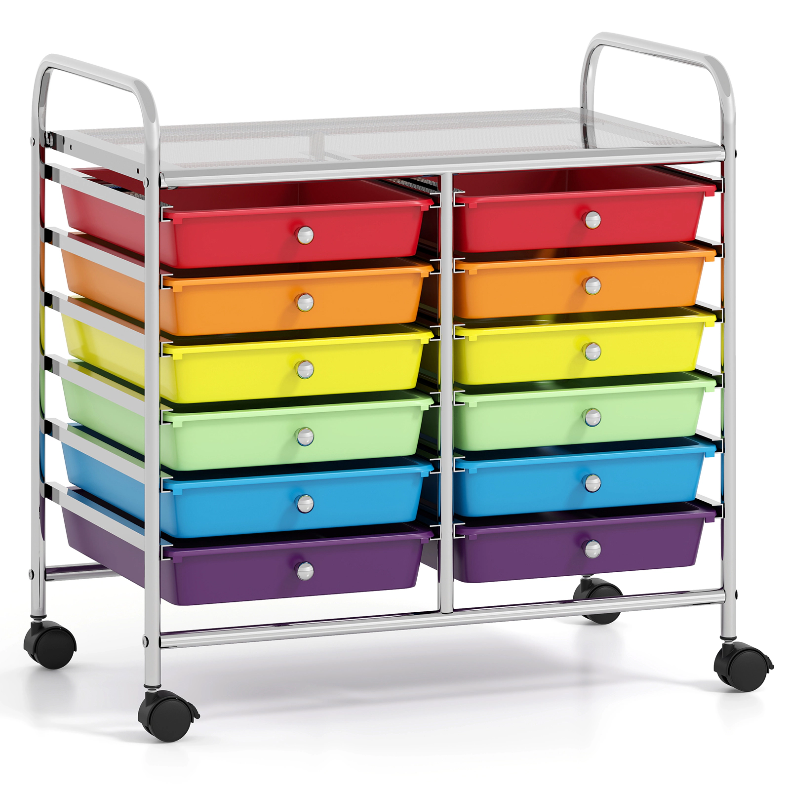 SUGIFT 12-Drawer Rolling Office Cart Home Filing and Supply Organizer with Locking Wheels and Top Shelf