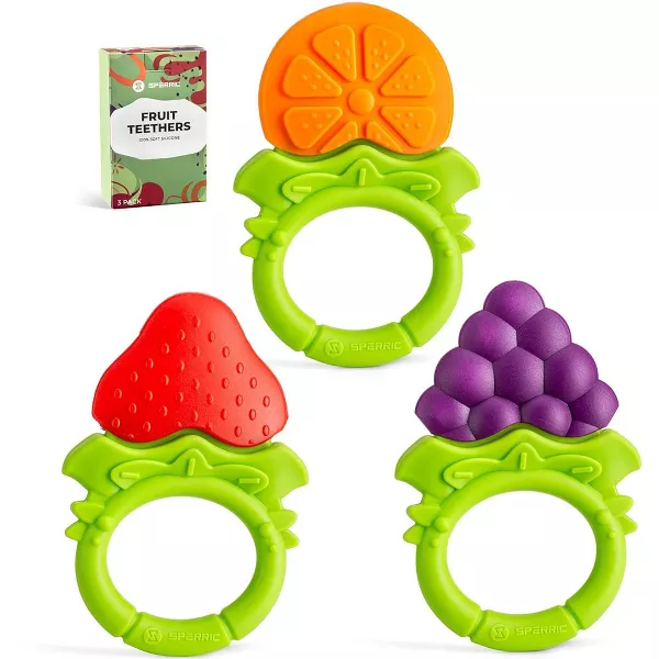Sperric Baby Teething Toys for Newborns 0-6 Months, Textured Silicone Teethers for Infants 6-12 Months, BPA Free 3 Pack