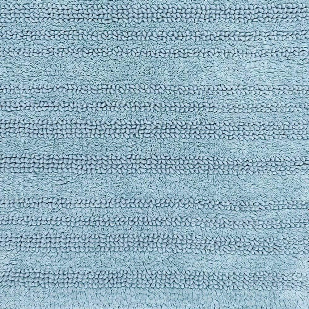 Knightsbridge Luscious Textured Striped All Season Soft Plush Cotton Reversible & Soft Bath Rug Light Blue