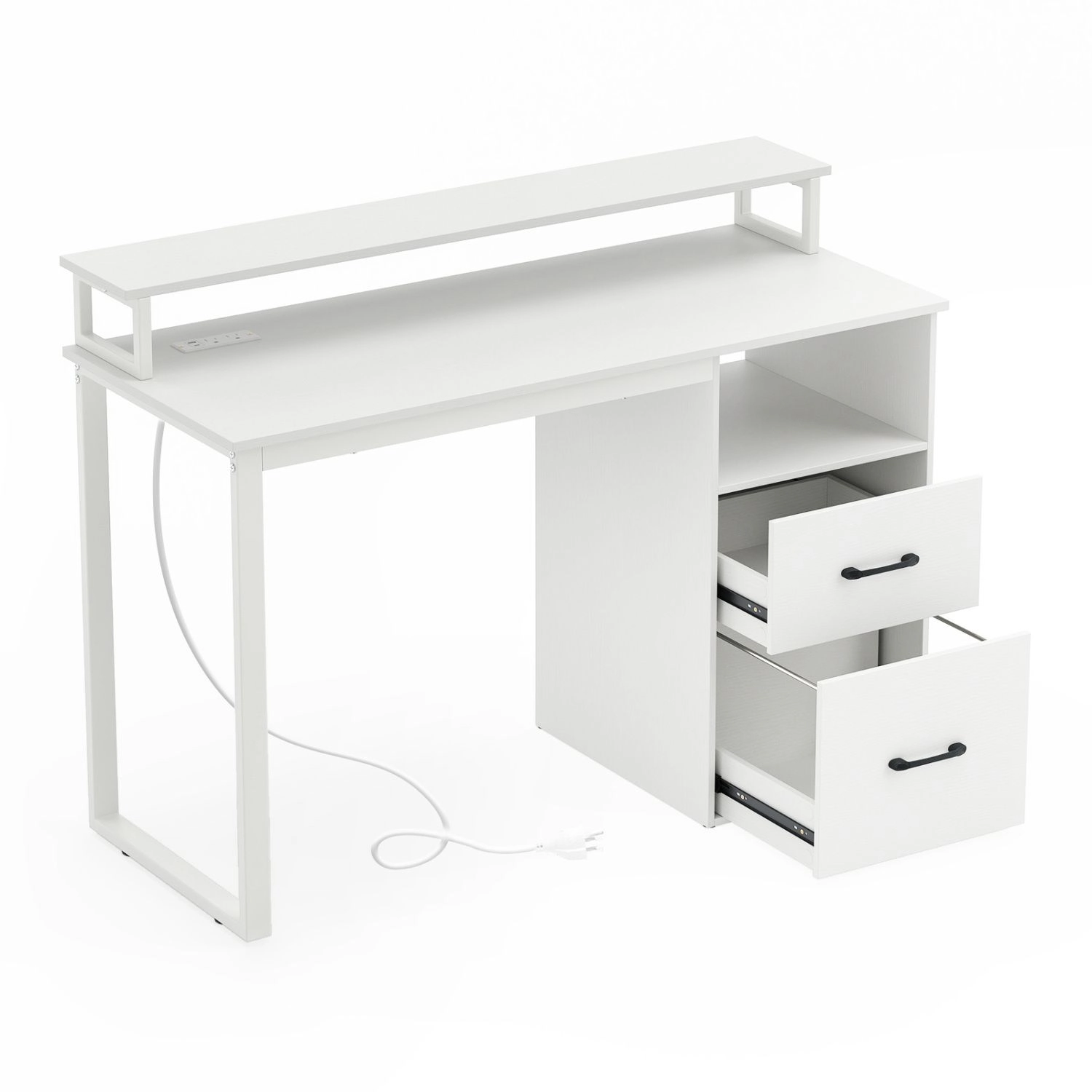 SlickBlue Office Desk with Power Outlets & Monitor Stand