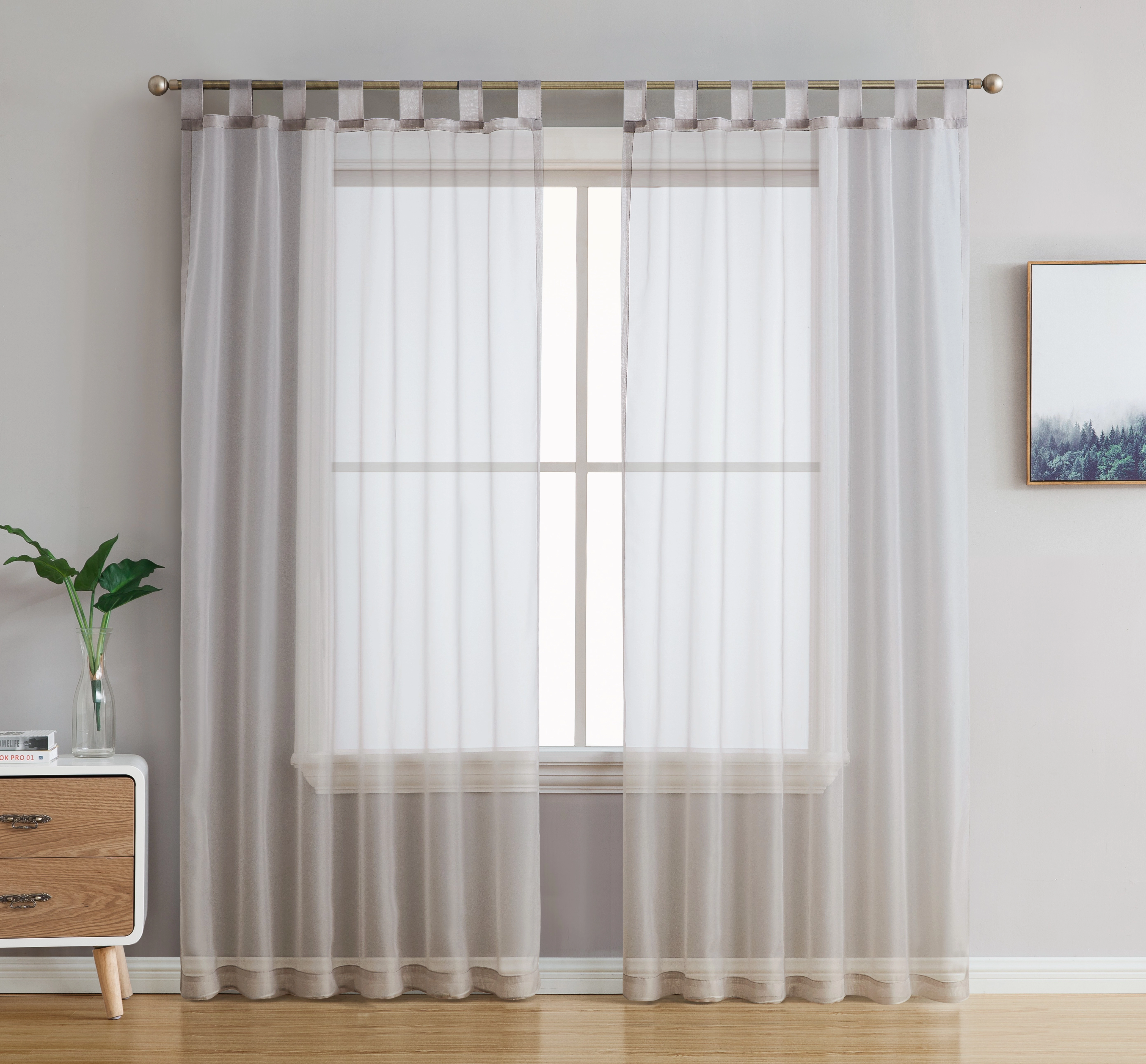 HLC.ME Tab Top Window Curtain Sheer Voile Panels for Living room & Bedroom, Set of 2