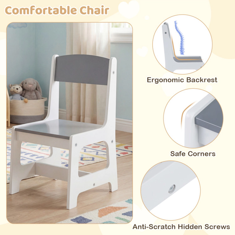 Hivvago Kids Art Table And Chair With Paper Roll And Fabric Bins For Drawing Reading Studying Playing