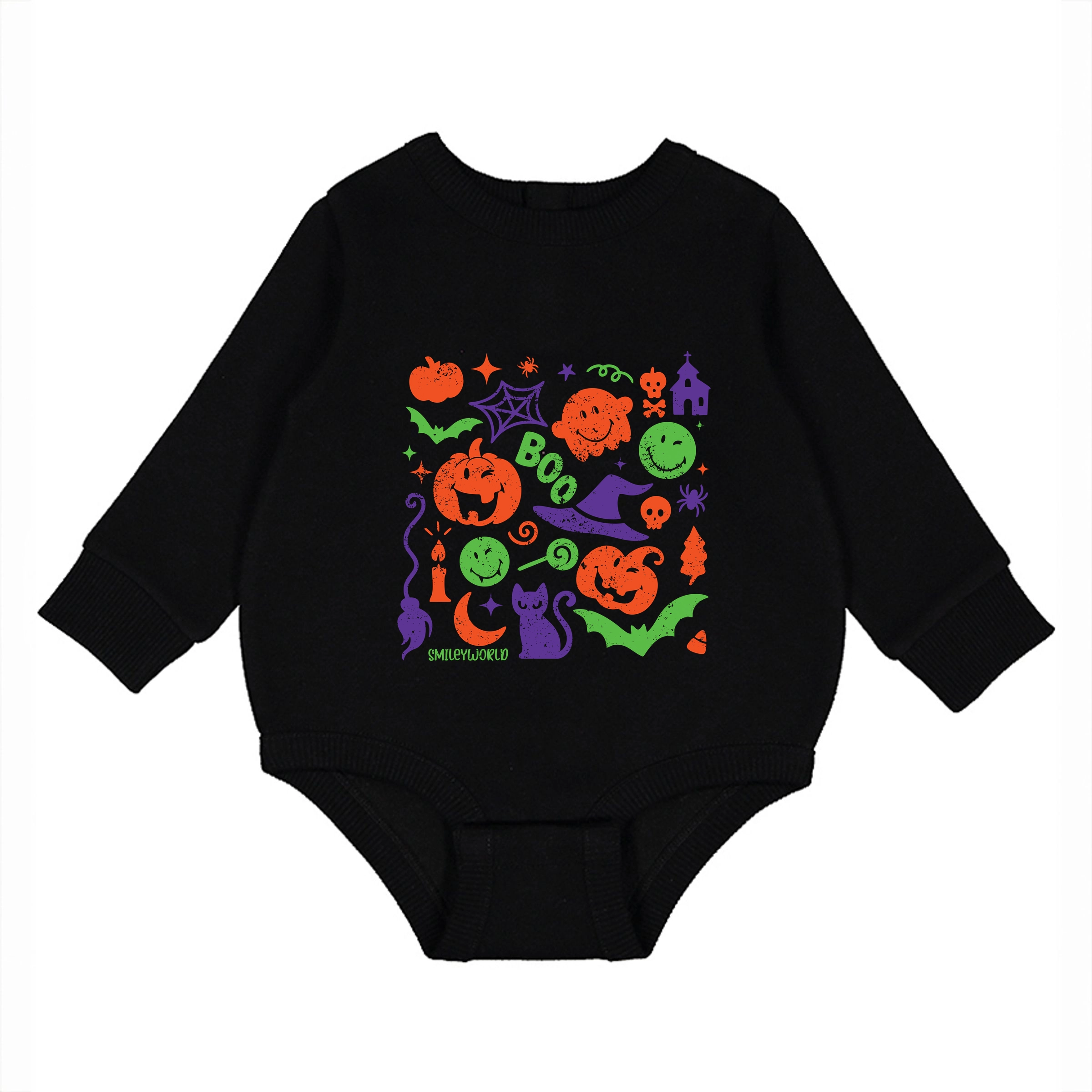 The Juniper Shop - Infant Fleece BodySuit SmileyWorld Halloween Silhouette