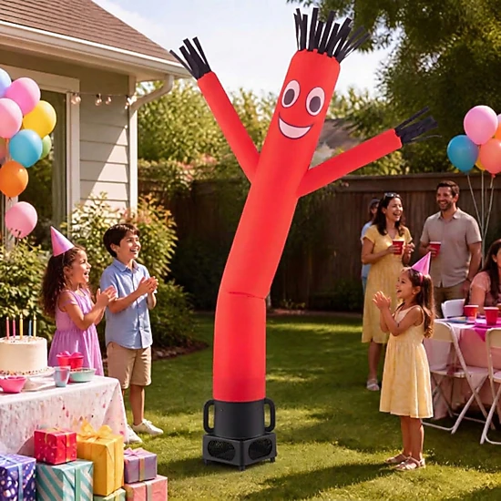 SUGIFT 7-ft Inflatable Tube Man with 150W Blower 1000 CFM Air Flow Red ...