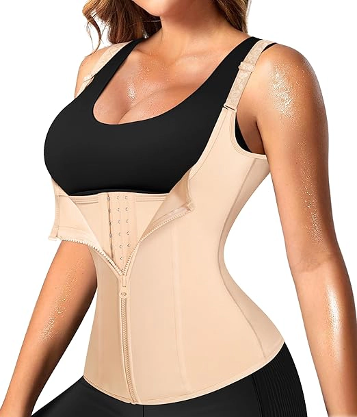 Nebility Women Adjustable Strap Zipper Shapewear Waist Trainer Tank Top