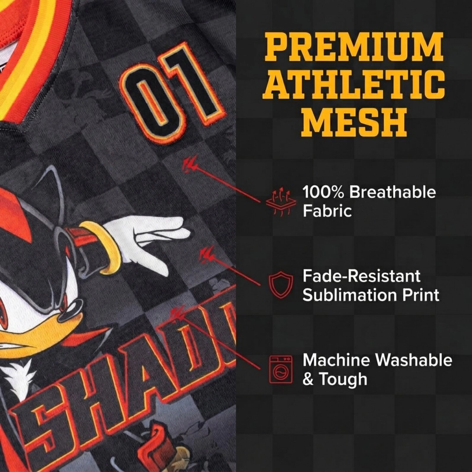 SEGA Sonic the Hedgehog Boys' Short Sleeve Mesh Soccer Jersey