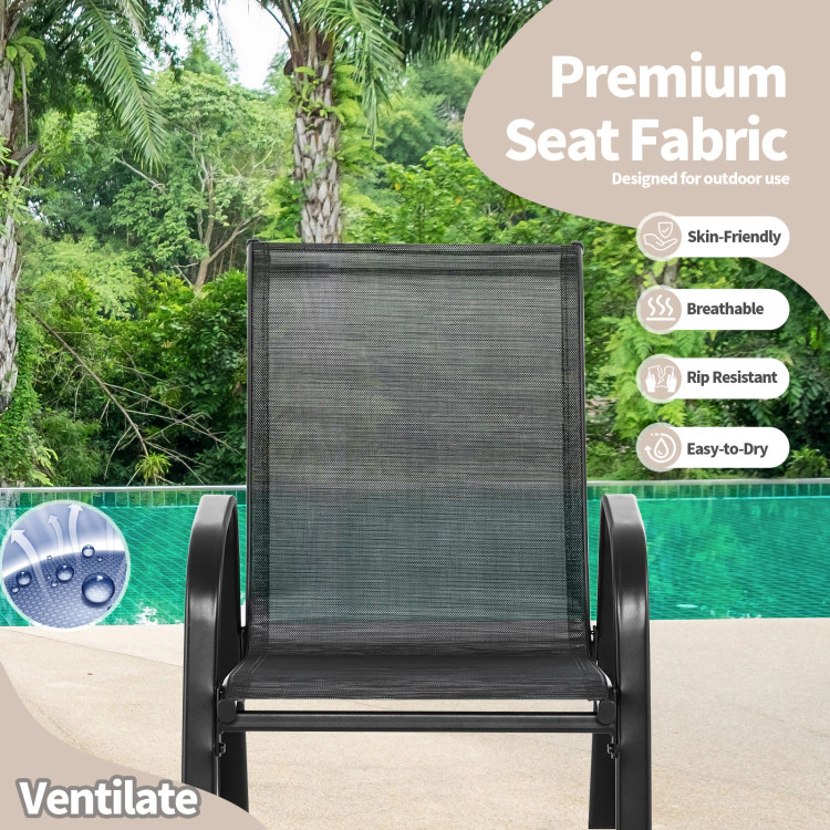 Hivvago Set Of 2 Metal Patio Rocking Chair With Breathable Seat Fabric