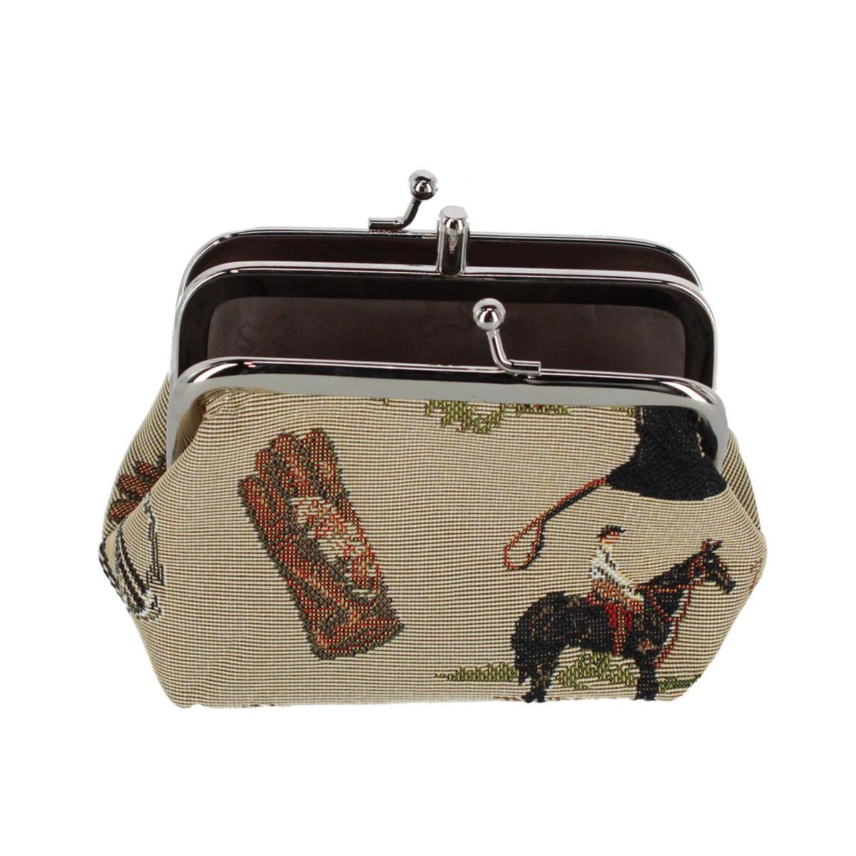 CTM Women's Horse Themed Tapestry Coin Purse Wallet