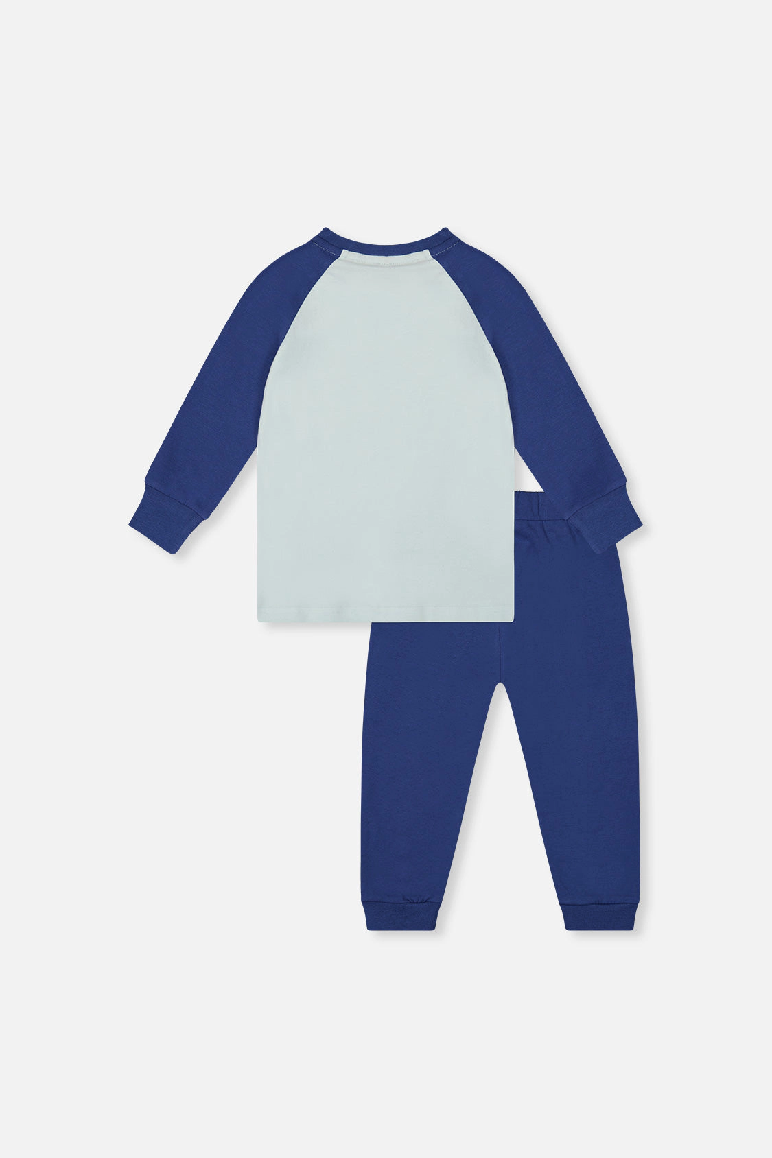 Deux par Boys Organic Cotton Raglan T-Shirt and Fleece Pants Set with Ski Animal Graphic