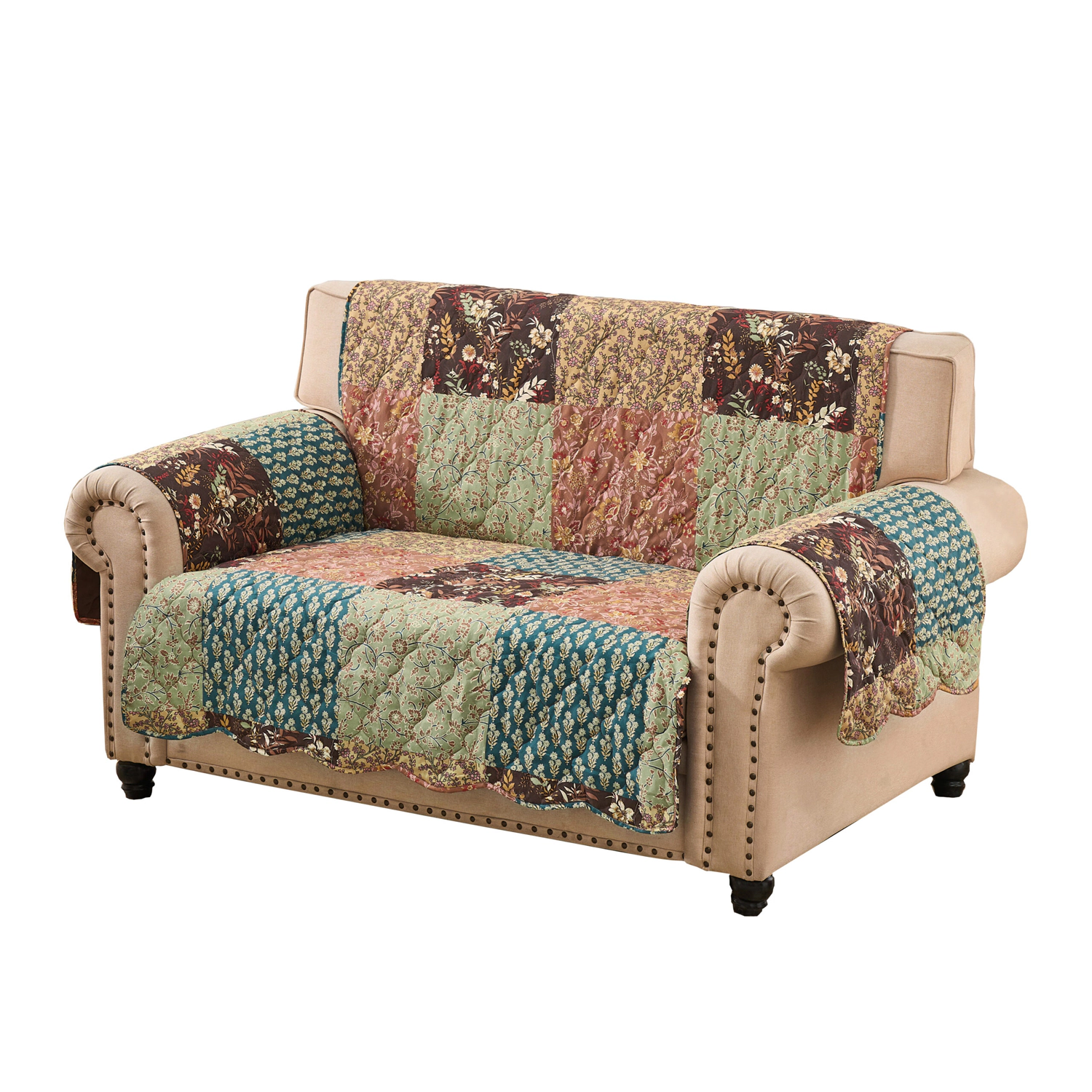 Greenland Home Fashions Hazel 100% Polyester Quilted Furniture Protector Loveseat 103x76 Multi