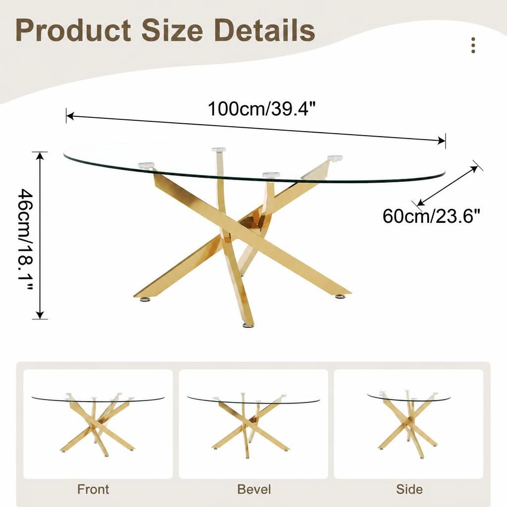 GOODSILO Low Profile Rectangular Dining Table with Glass Top