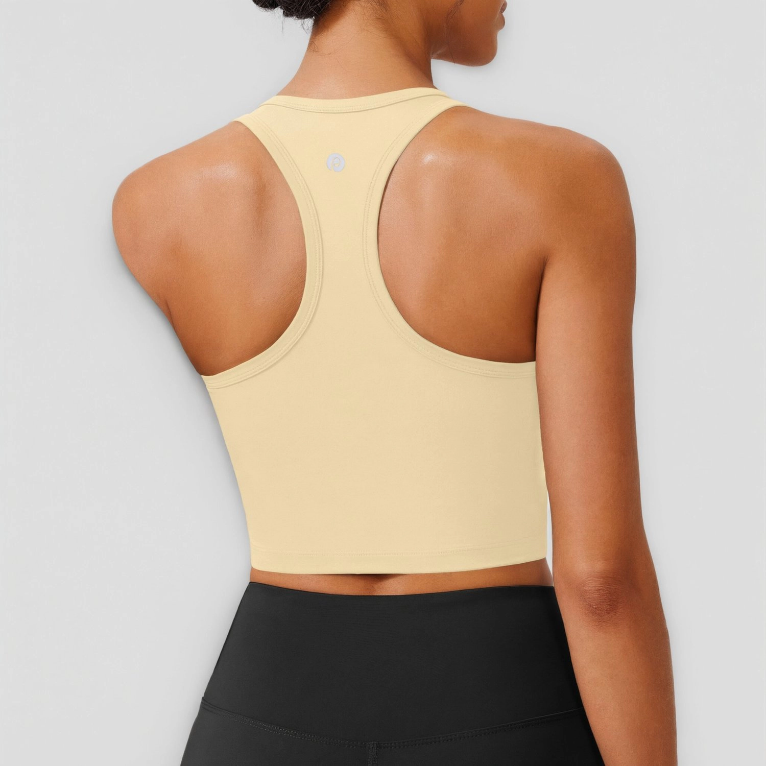 Pinspark Women's Solid Blue Sleeveless Square Neck Racerback Crop Top