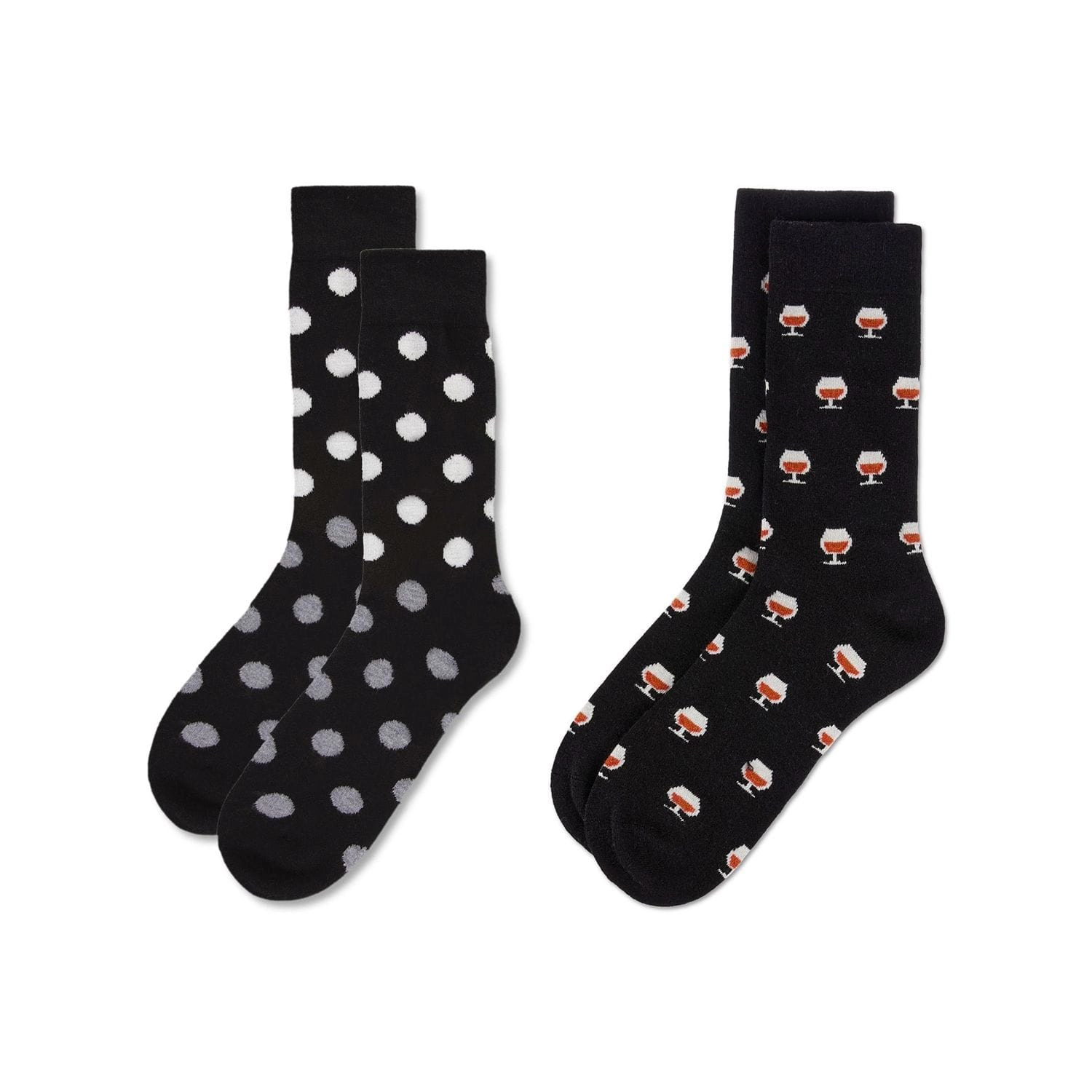 MeMoi 2-Pair Men's Cashmere Blend Assorted Novelty Crew Socks