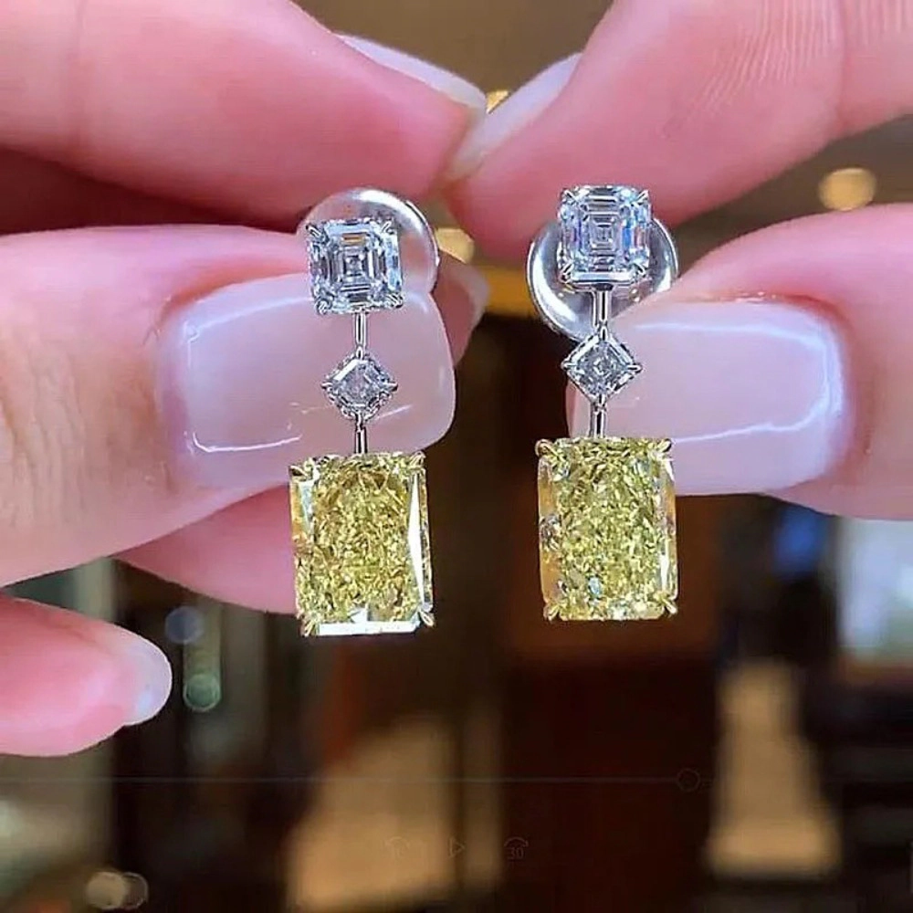 Delicate Square Zirconia Dangle Earrings for Women