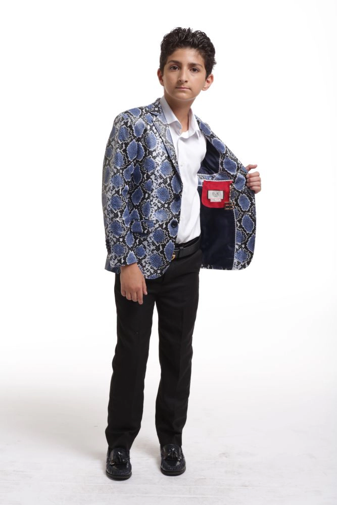 Elie Balleh Boys Slim Fit Velvet Jacket