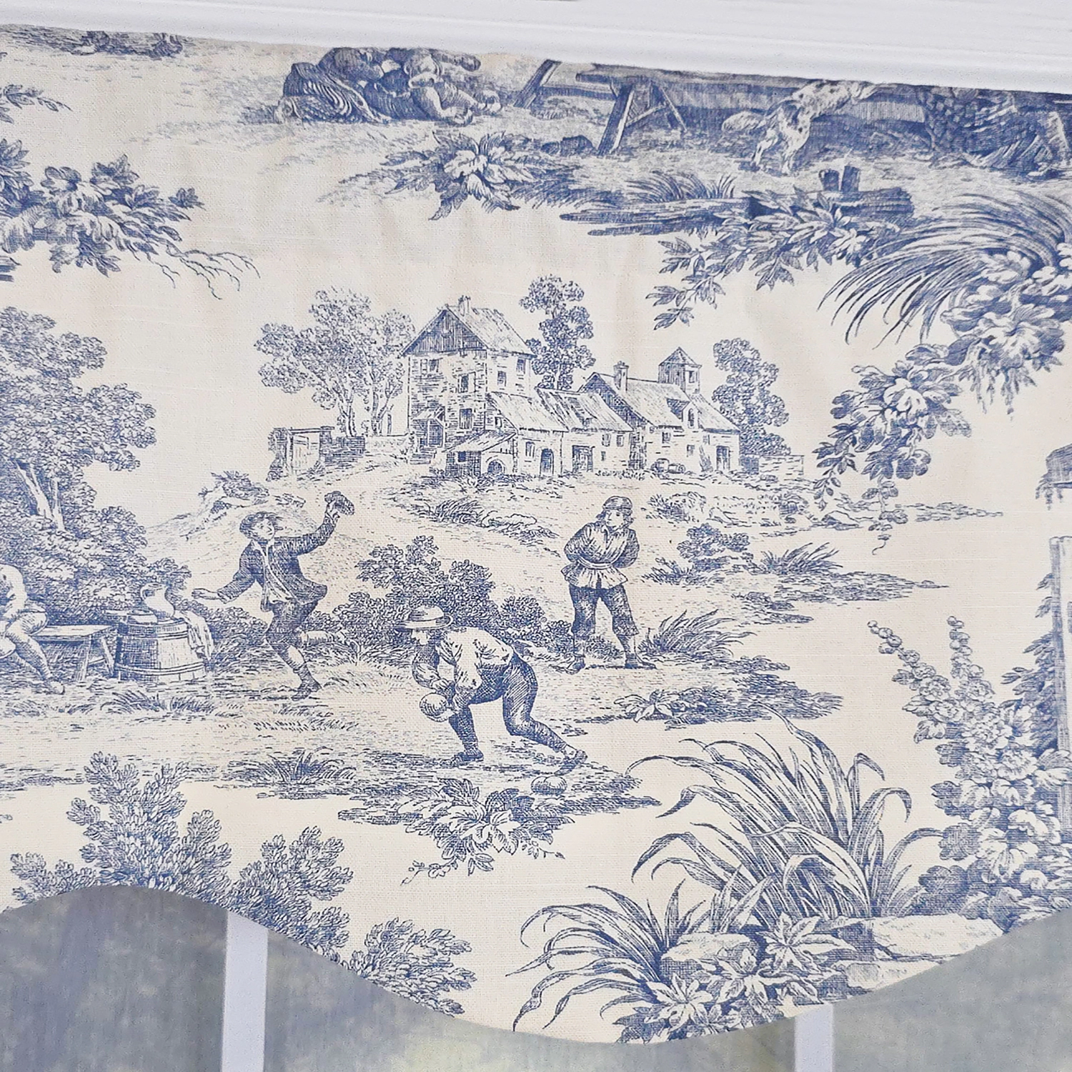 RLF Home Old-World Provance 100% Cotton Rod Pocket Lined  Window Valance 50" x 15" Blue