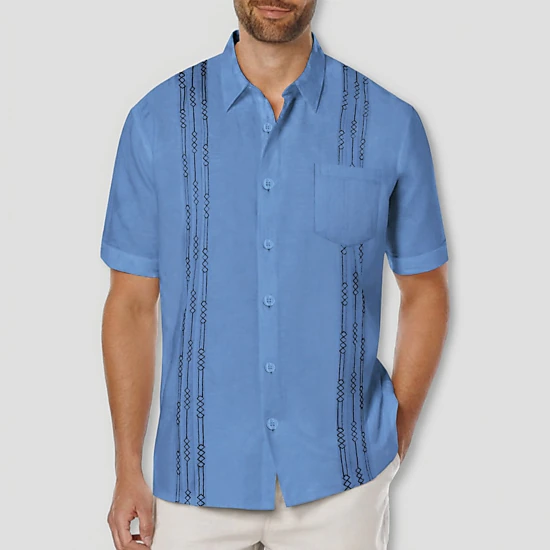 mens short sleeve casual dress shirts COOFANDY Button Down Lapel Collar Print Tops Butler Dresser Hawaiian Style dress-formal Color:Scalloped in Pink Half sleeve