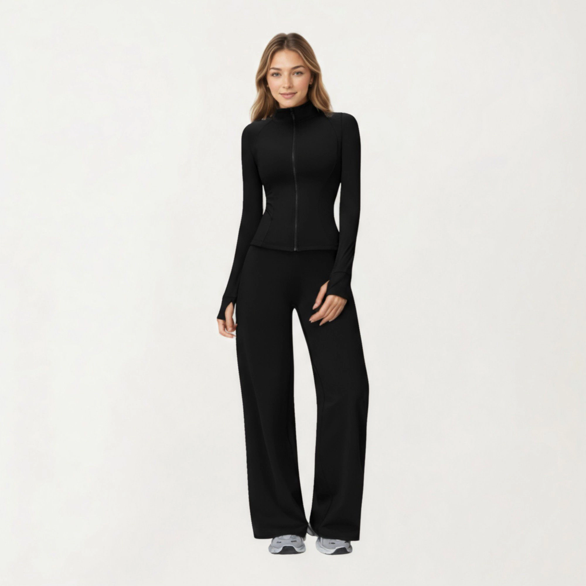 Anna-Kaci Women's High-Waist Wide-Leg Athletic Pants with Smooth Stretch Fabric and Contoured Fit