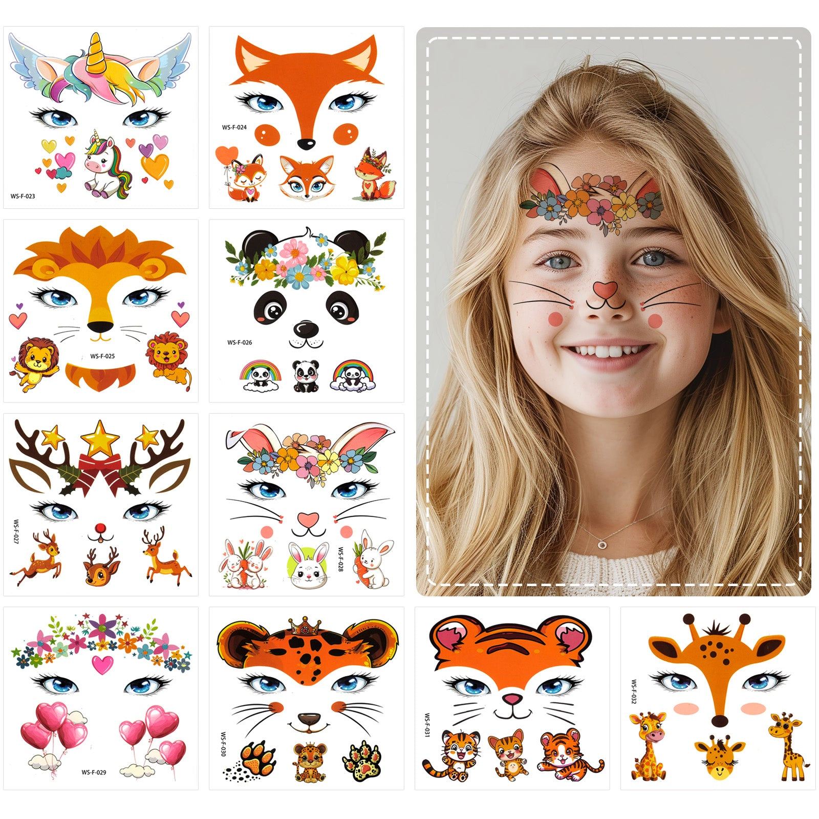 Wrapables Waterproof Temporary Tattoos for Party Favors, Easter Basket Stuffers, Halloween Treats (10 Sheets)