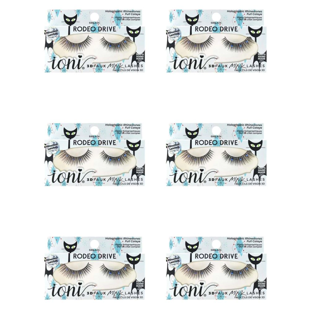 LA Splash Deco Lash RODEO DRIVE Holographic Rhinestonese Full Cateye - Pack of 6