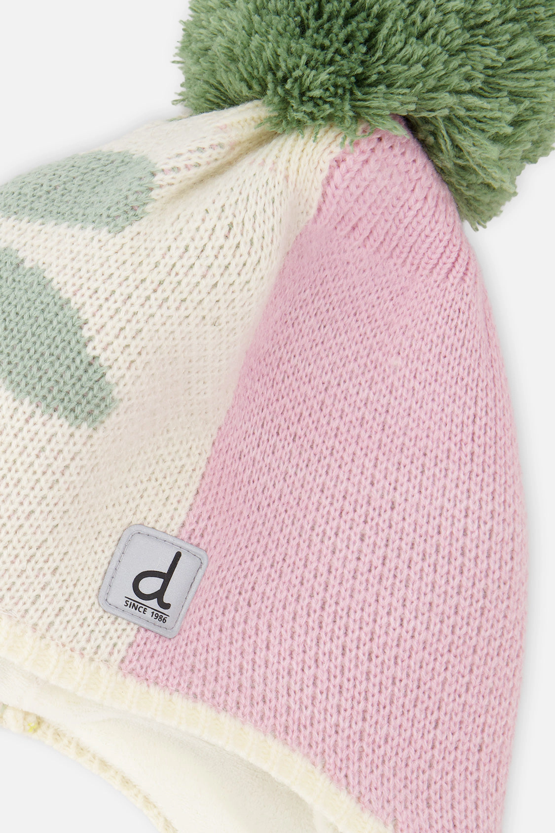 Deux par Deux Girls Color Block Winter Peruvian Knit Hat with Pompom