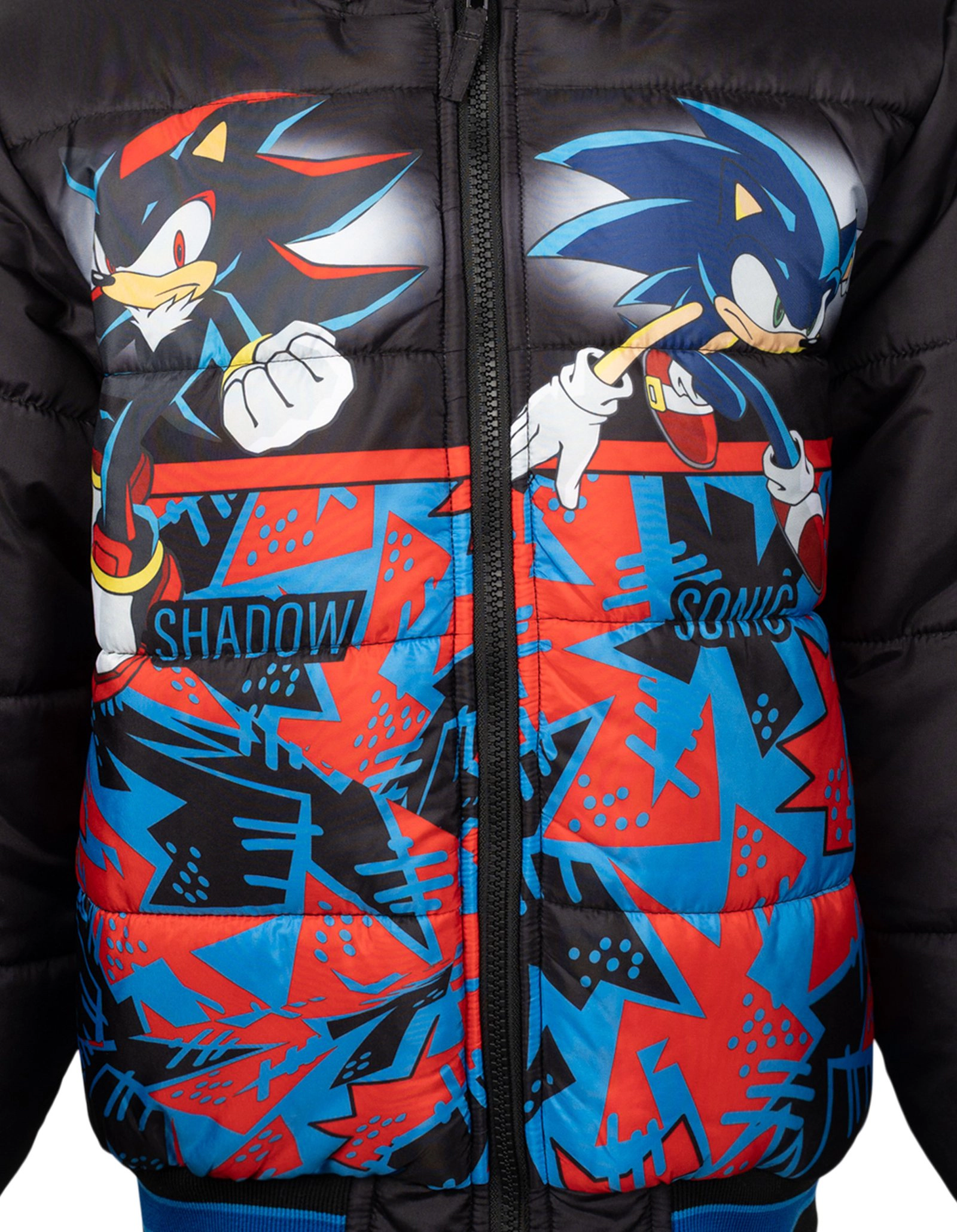 SEGA Sonic the Hedgehog Boys' Zip-Up Hooded Puffer Jacket