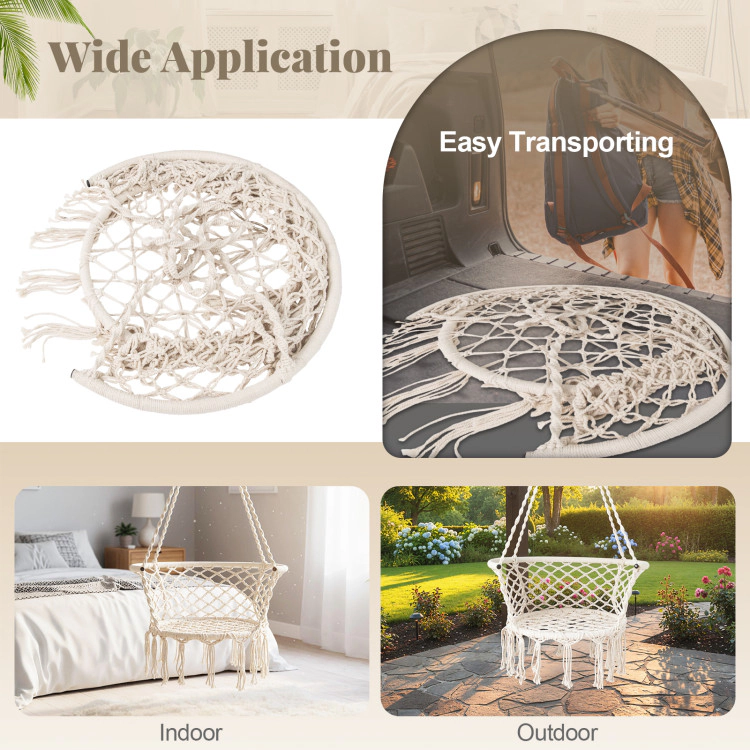 Hivvago Hammock Chair Macrame Swing Hanging Cotton Rope Chair