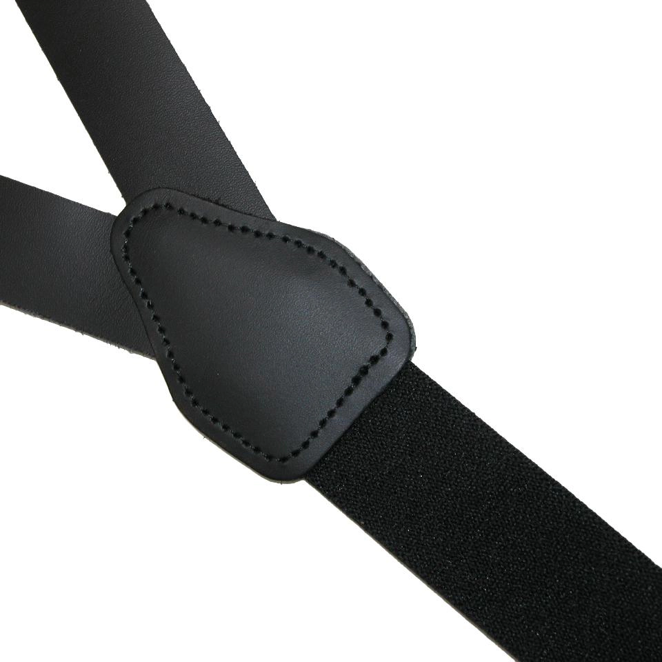 CTM Men's Coated Leather Clip-End 1 Inch Suspenders