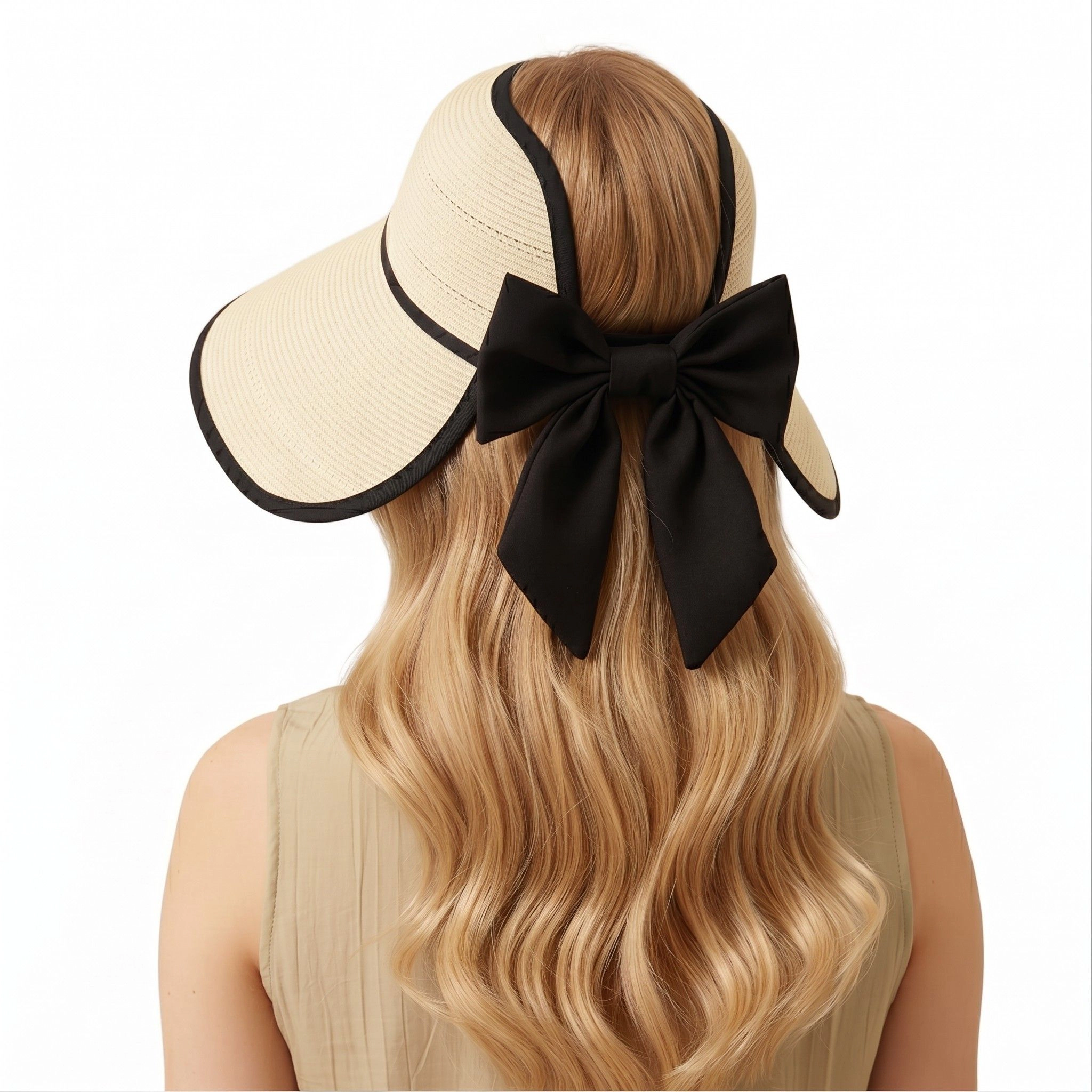 Anna-Kaci Womens Wide Brim Straw Visor Hat Breathable Foldable Summer Sun Beach Vacation