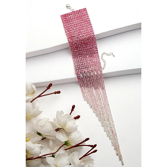 AGP PARIS Womens Diva Collection Pink Glitter Chevron Bracelet