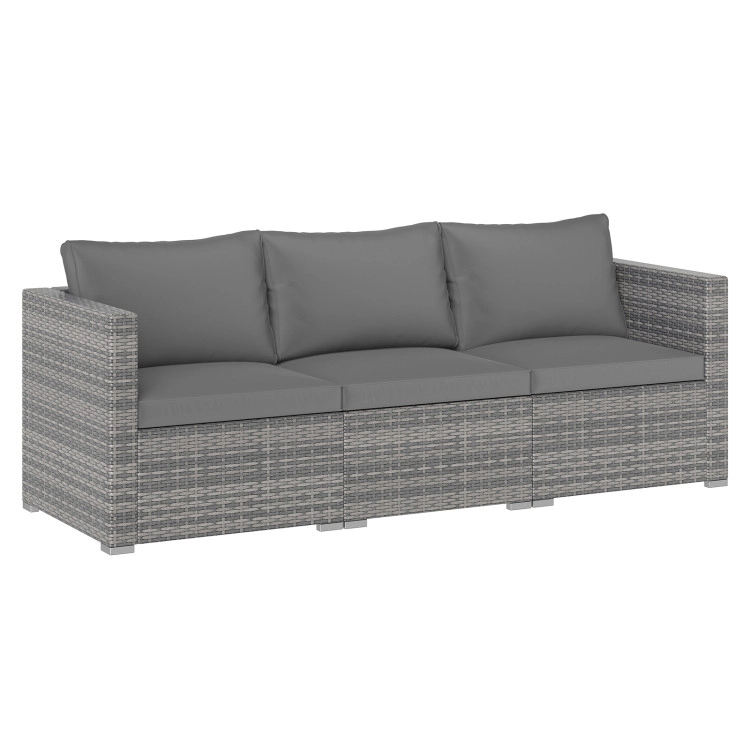 Hivvago 3 Pieces Patio Sectional Sofa Set Pe Rattan Modular Couch Furniture With Soft Cushions
