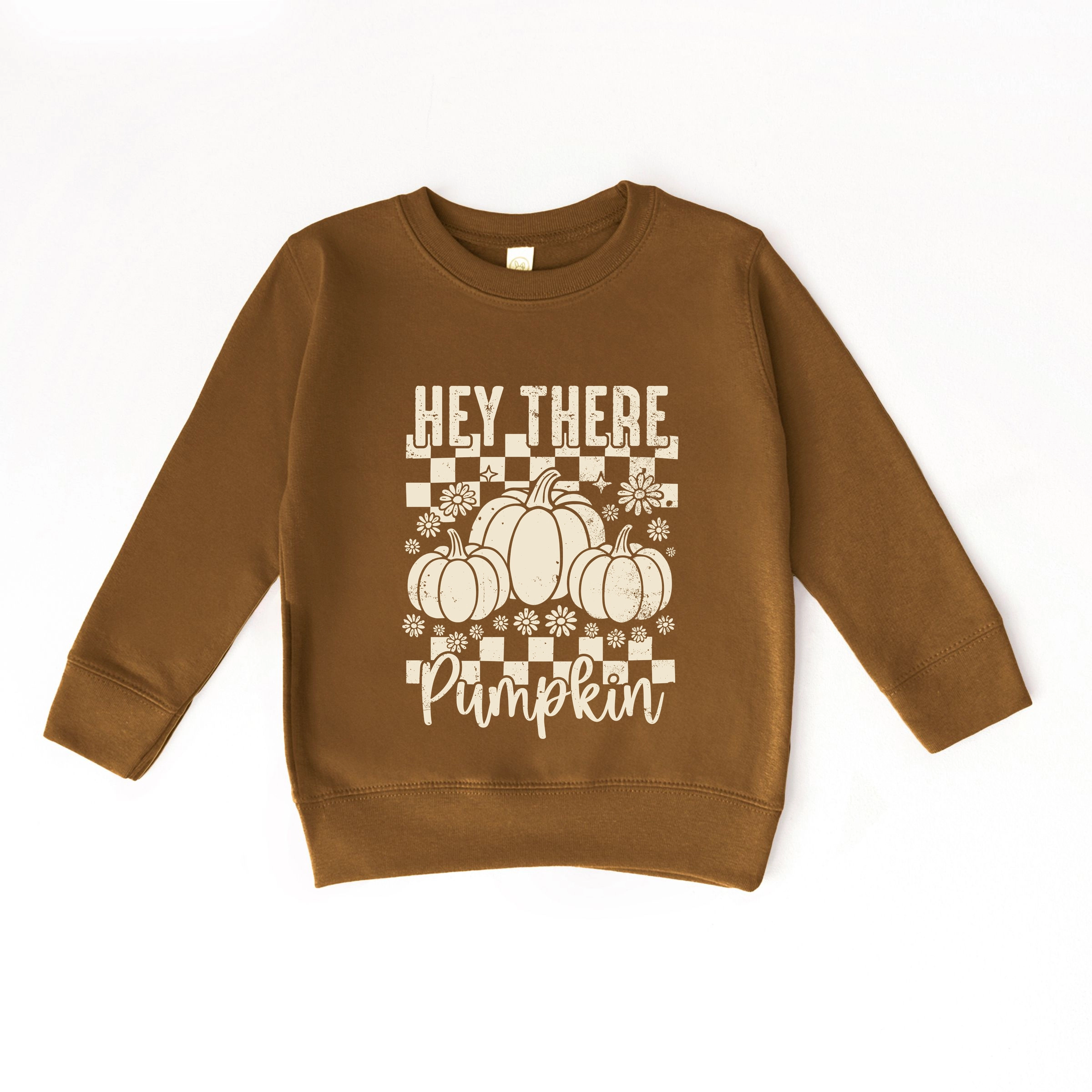 The Juniper Shop - Toddler Graphic Sweatshirt Hey There Pumpkin Checkered