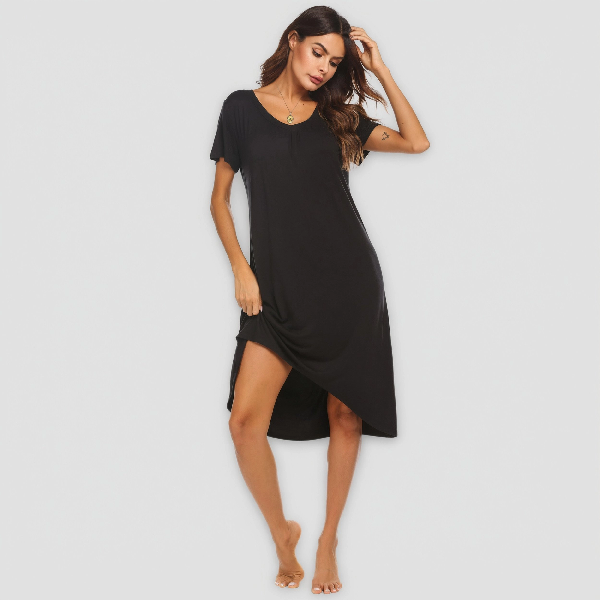 Ekouaer Nightgowns Womens Short Sleeve Sleepwear Comfy Loungewear Plus Night Shirt