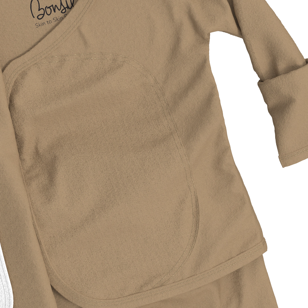 Bonsie Footie Mocha - Skin-to-Skin Wrap-Front Baby Onesie