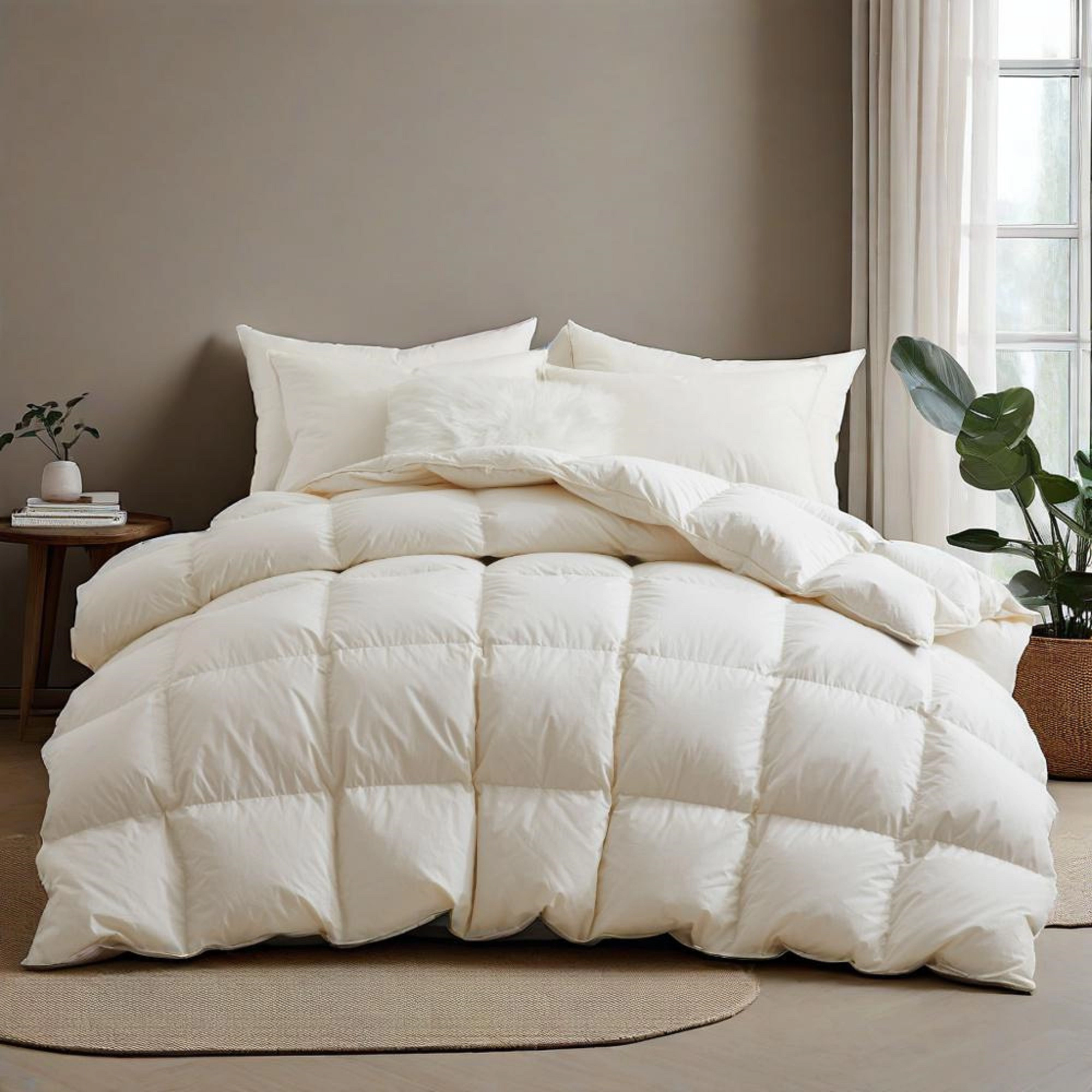 Unikome 800 Fill Power Down Comforter Insert, 100% Organic Cotton Cover Luxury Duvet Bedding