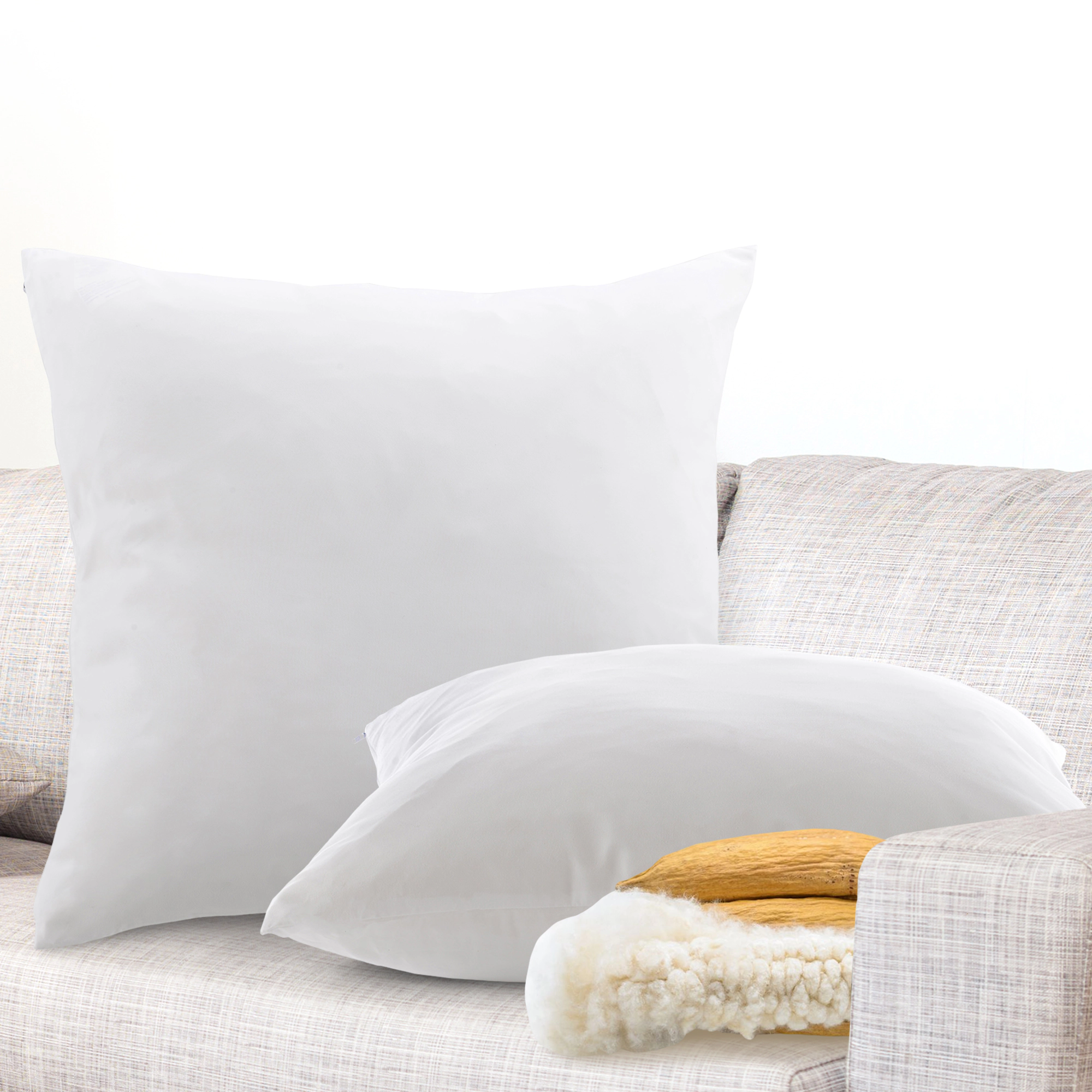 Cheer Collection 22-Inch Natural Kapok Throw Pillows, 2-Pack