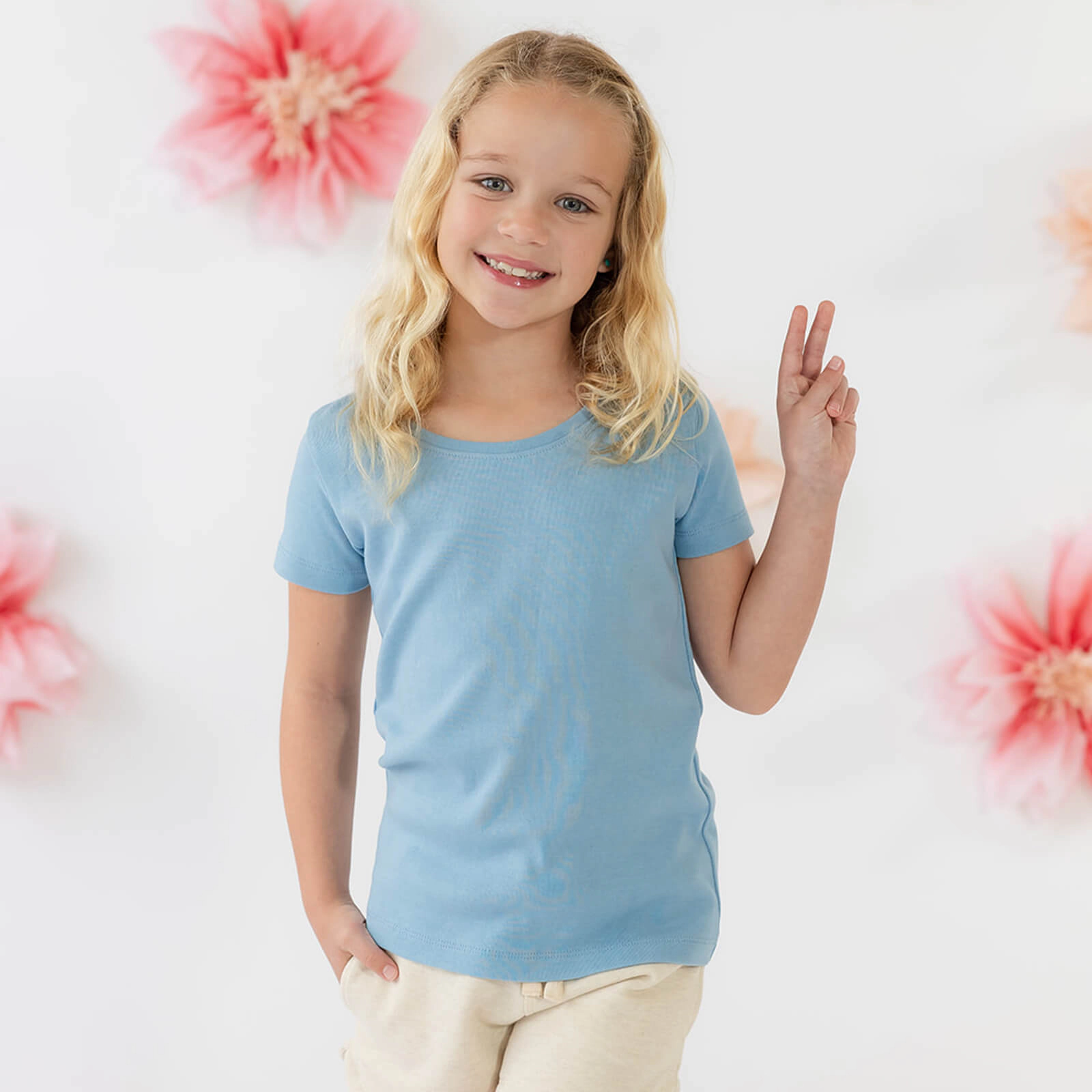 Mightly Girls Organic Cotton Solid Rib Knit Short Sleeve Tee