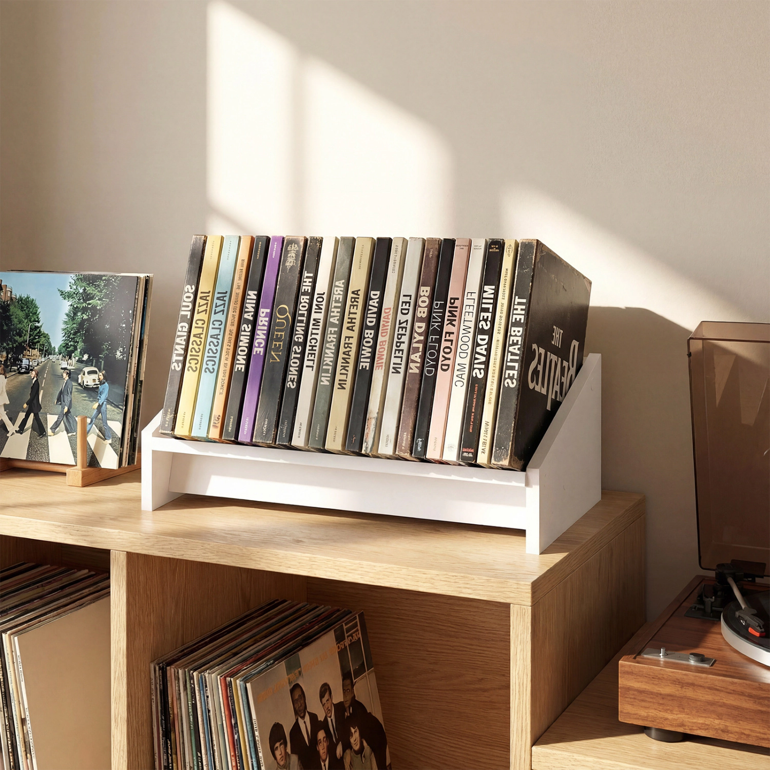 LJG Wooden Tilting Bookcase Small Desktop Bookshelf Organizer for Magazines