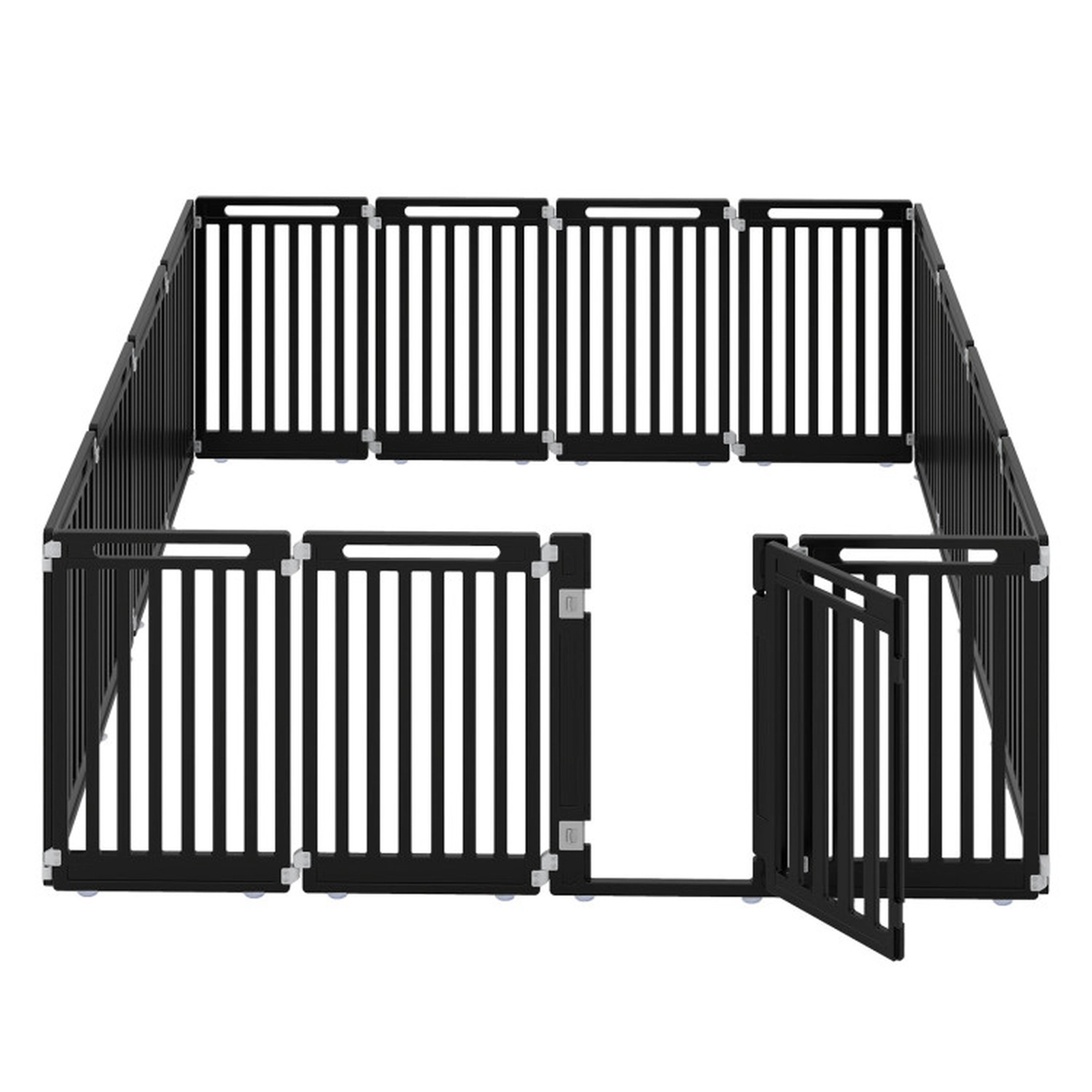 SUGIFT 16-Panel Dog Playpen Black 31.5 Inch HDPE Pet Fence with Door