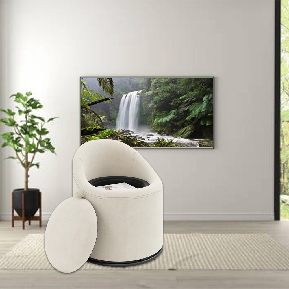 Hivvago 360° Swivel Barrel Accent Chair with Hidden Storage